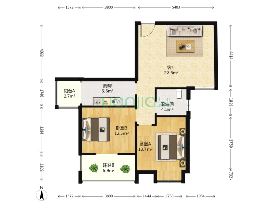 仁和嘉居 2室1厅1卫 94平方