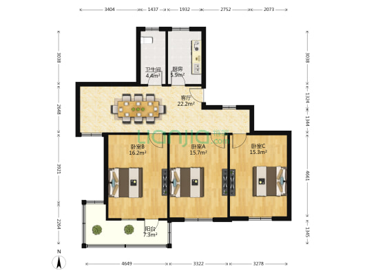 安徽省电力公司住宅小区 3室1厅1卫 110平方