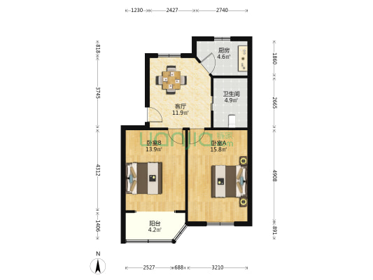 新德路558弄 2室1厅1卫 68平方