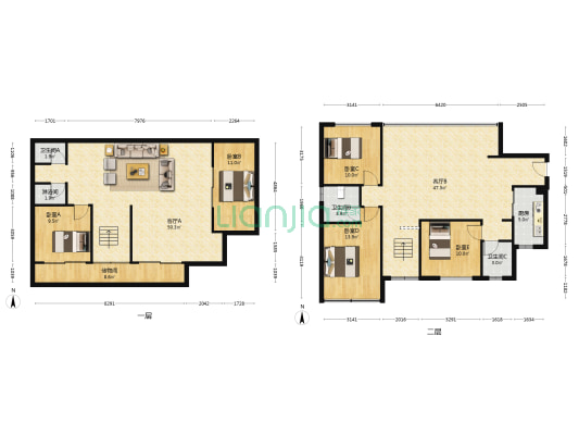天府麓里 5室2厅4卫 225平方