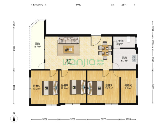 桥北路一街 3室1厅1卫 130平方