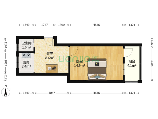 太平桥横街 1室1厅1卫 37平方