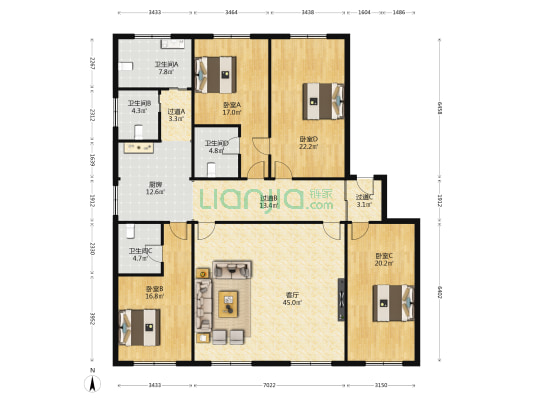 五纬路168号 4室1厅4卫 190平方