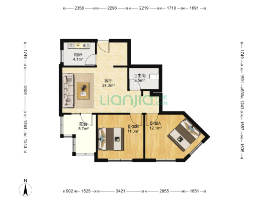 康翠园 2室1厅1卫 89平方