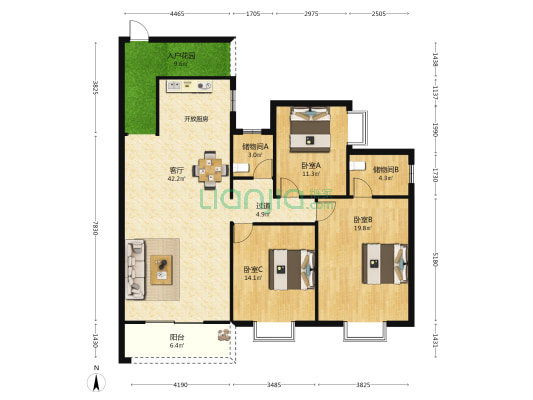 金海湾小区C1组团 3室1厅0卫 133平方