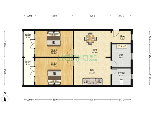 泾惠路39弄 2室2厅1卫 106平方