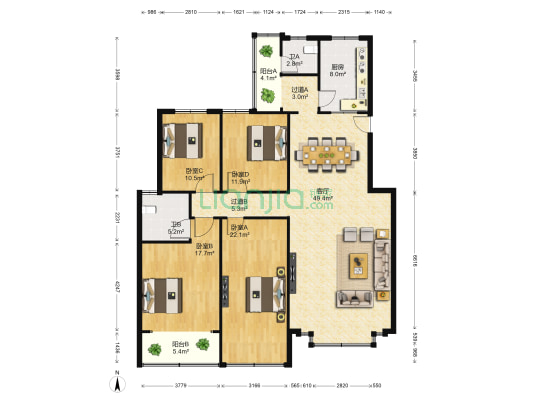 质监站宿舍 4室1厅2卫 165平方