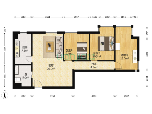 雅宾利花园 2室1厅1卫 99平方