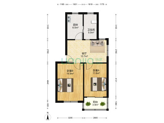 静安新城十区 2室1厅1卫 69平方