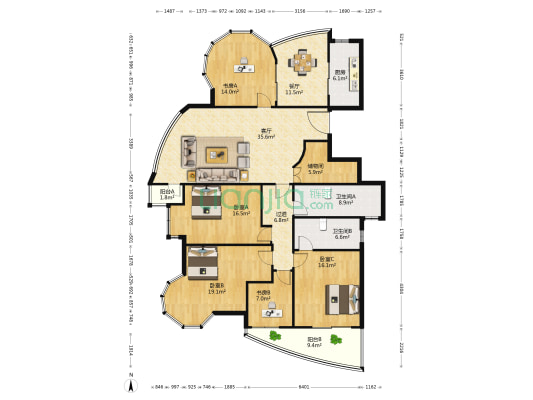 金域水岸苑 5室2厅2卫 231平方