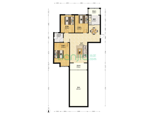 CBD爱克·首府 3室1厅1卫 112平方