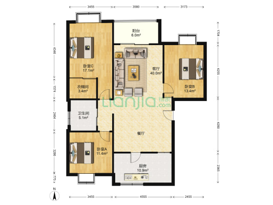 秀峰华庭 3室1厅1卫 141平方