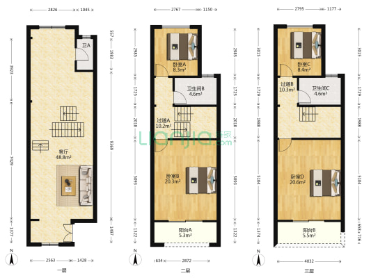 国际家纺城 4室1厅3卫 163平方