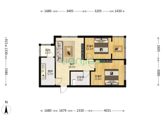 化肥六千平 2室1厅1卫 75平方