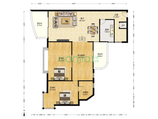 聚穗园 3室1厅1卫 175平方
