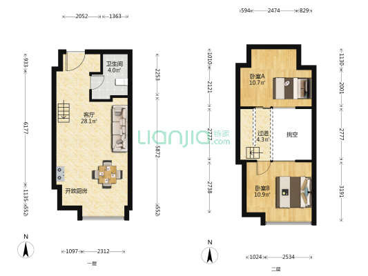 泛迪中心 2室1厅1卫 51平方