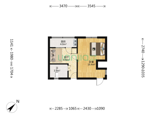 康平大楼 1室1厅1卫 45平方