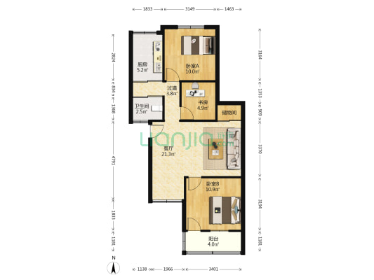 上海路9号 3室1厅1卫 78平方