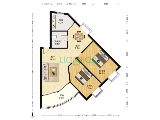 金兰楼 2室2厅1卫 100平方