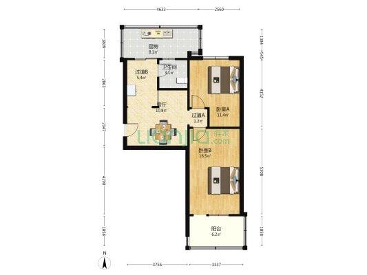 华安街20号院 2室1厅1卫 67平方