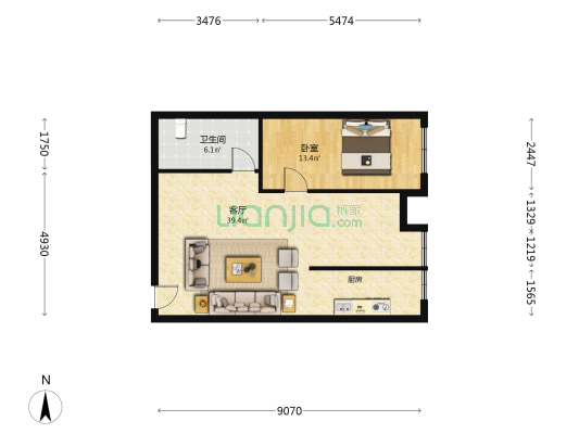 汇雄时代 1室1厅1卫 84平方