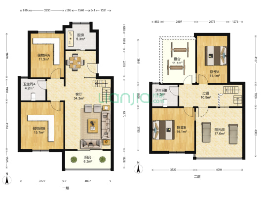 舜江碧水豪园南区 2室1厅2卫 121平方