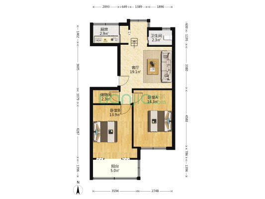 盘龙山社区市东弄 2室1厅1卫 62平方