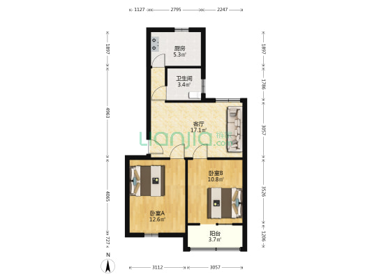 东方友谊住宅四区 2室1厅1卫 68平方