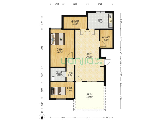 新叶新村 2室1厅1卫 65平方