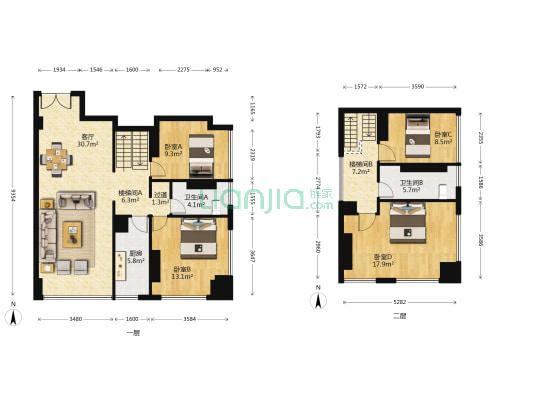 万科天地 4室1厅2卫 109平方