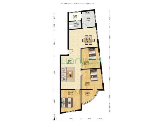 建设路二段178号 3室1厅1卫 114平方