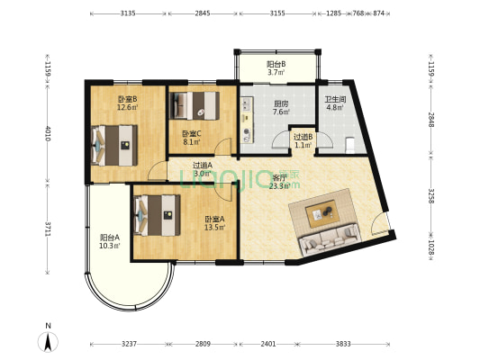 武夷山社区 3室1厅1卫 99平方