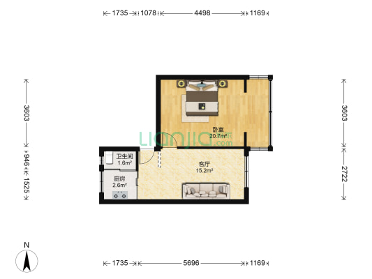 复昌佳园 1室1厅1卫 52平方