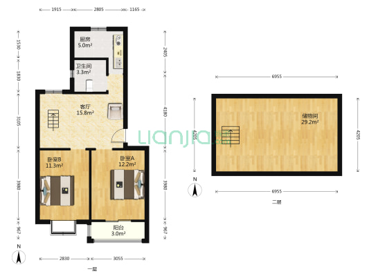 钱塘家园 2室1厅1卫 105平方