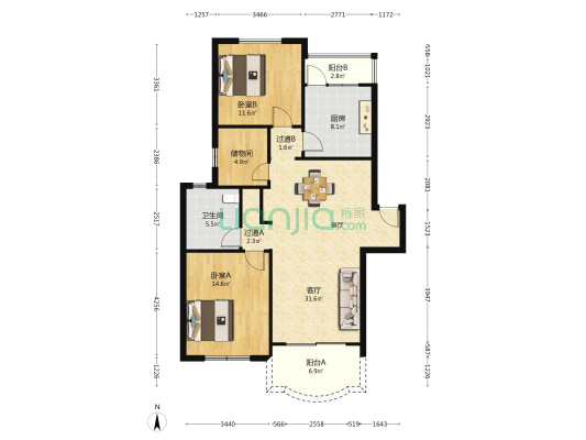 志丹公寓 2室1厅1卫 104平方
