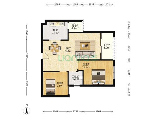 新春巷9号 2室1厅1卫 78平方
