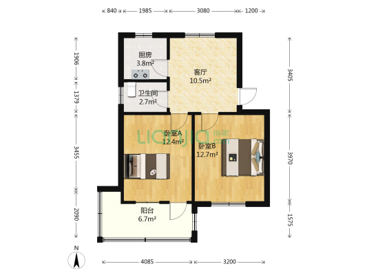 良渚花苑新村 2室1厅1卫 58平方