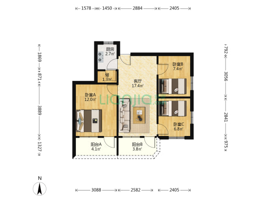 荔湖居 3室1厅0卫 67平方
