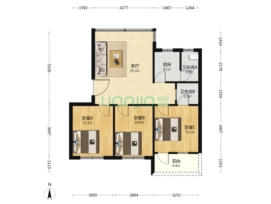 南埗路右一巷 3室1厅2卫 74平方