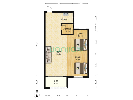 金辉珑岳花园 2室1厅0卫 75平方