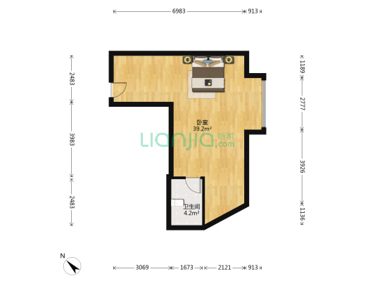 恒大珺临阁 1室0厅1卫 64平方