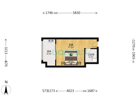 富兴旺角 1室0厅1卫 37平方