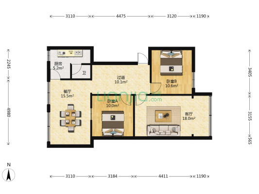市南巷24号 2室2厅1卫 62平方