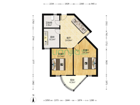 长虹坊 2室1厅1卫 68平方