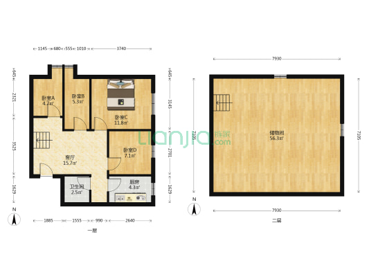 景泽明苑 4室1厅1卫 123平方