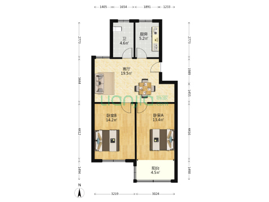 南苑五村 2室1厅1卫 80平方