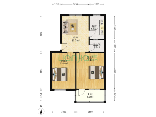 仓场支弄 2室1厅1卫 70平方