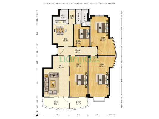 彩虹家园 4室2厅2卫 204平方