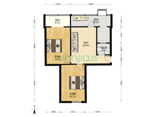 新华小路129号 2室1厅1卫 73平方
