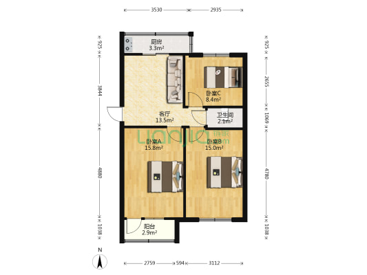 颖河路94号 3室1厅1卫 69平方